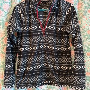 Eddie Bauer Black and White Patterned 1/4 zip Women's Sweater